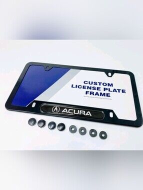 Acura Black Unbreakable Polycarbonate License Plate Frame - White - Licensed.
